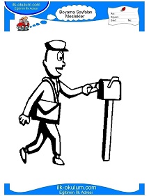 Çocuklar İçin Postacı Boyama Sayfaları 